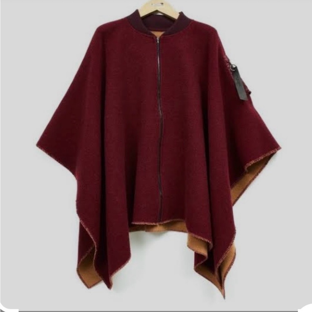 Rag & Bone Maroon and Camel Poncho